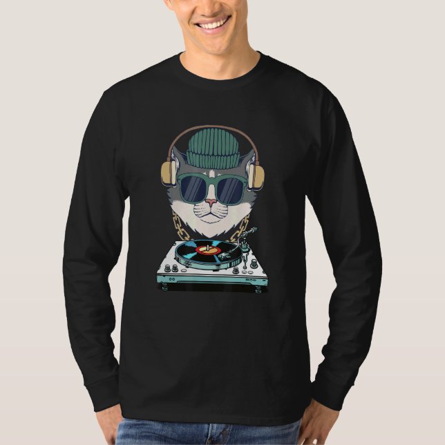 House Cat Rainbow Dj Cat Kitty T-Shirt (Front)