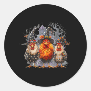 House Chickens Witch Halloween Spooky Autumn Fall  Classic Round Sticker