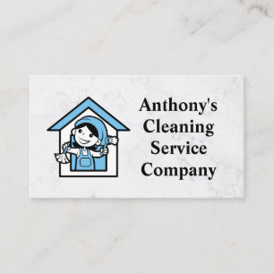 House Cleaner Mascot Logo   Maid Services Business Card