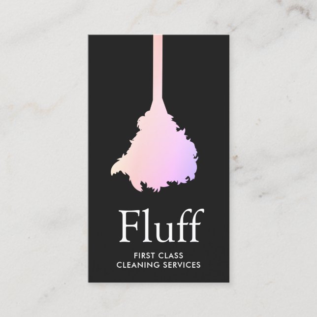 House Cleaner Pink Feather Duster Cleaning Service Business Card (Front)