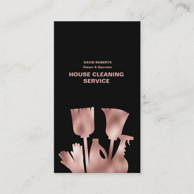 House Cleaner Rose Gold Cleaning Service Business  Business Card (Front)