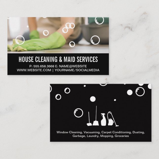 House Cleaner | Soap Bubbles Business Card (Front/Back)