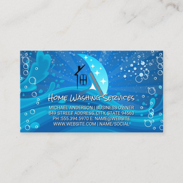 House Cleaners Services | Soap Bubbles Business Card (Front)