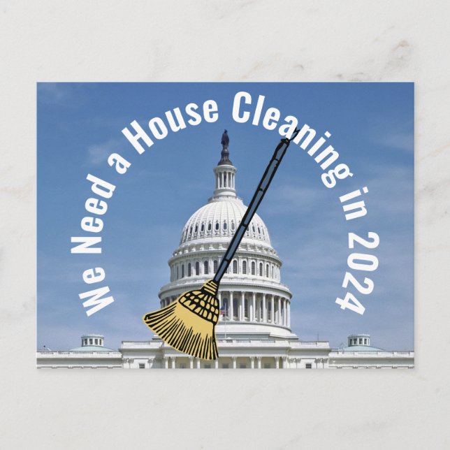 House Cleaning 2024 Election Postcard (Front)
