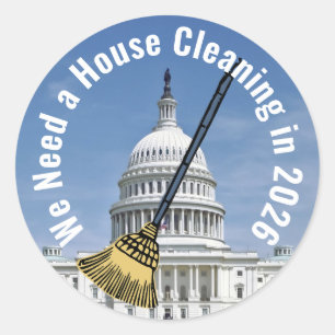 House Cleaning 2026 Election Classic Round Sticker
