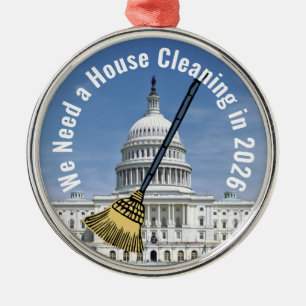 House Cleaning 2026 Election Metal Ornament