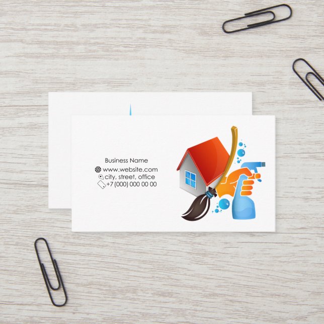 House cleaning and washing business card (Front/Back In Situ)