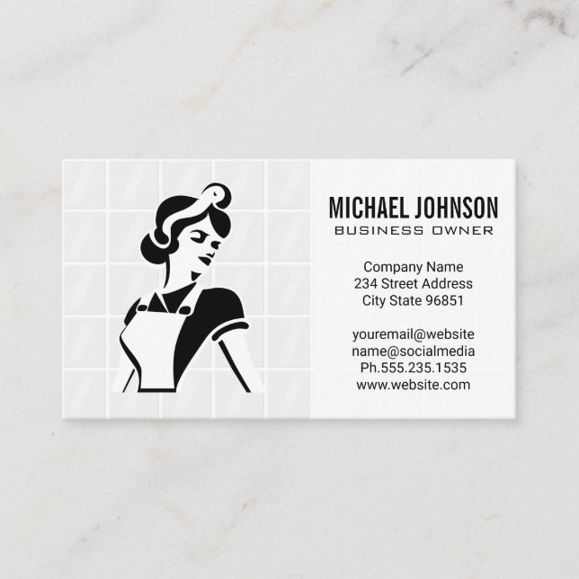 House Cleaning | Bathroom Tiles Background Business Card (Front)