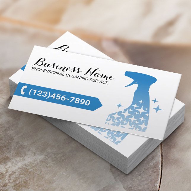 House Cleaning Blue Spray Cleaner Housekeeping Business Card (Creator Uploaded)