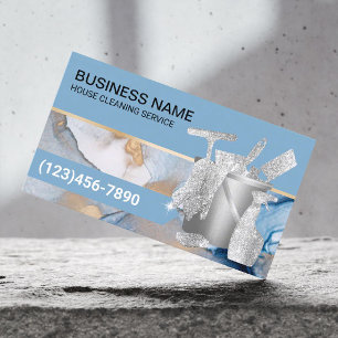 House Cleaning Blue Watercolor Housekeeping Business Card