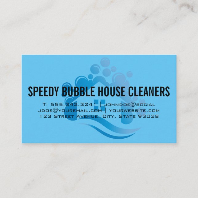 House Cleaning Bubbles Logo Business Card (Front)