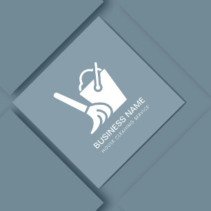 House Cleaning Bucket Logo Dusty Blue Square Business Card