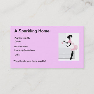 House Cleaning Business Card Pink Maid Lady