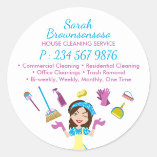 House Cleaning Business Services Janitorial Maid Classic Round Sticker
