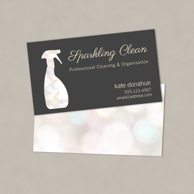 House Cleaning Cleaner Bokeh Spray Bottle  Business Card (Creator Uploaded)