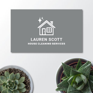 House Cleaning Cleaner Simple Minimalist Gray Business Card