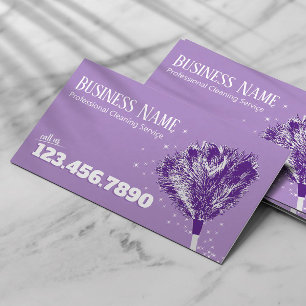 House Cleaning Feather Duster Housekeeping Purple Business Card