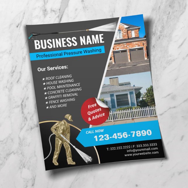 House Cleaning Gold Power Washer Pressure Washing  Flyer (Creator Uploaded)