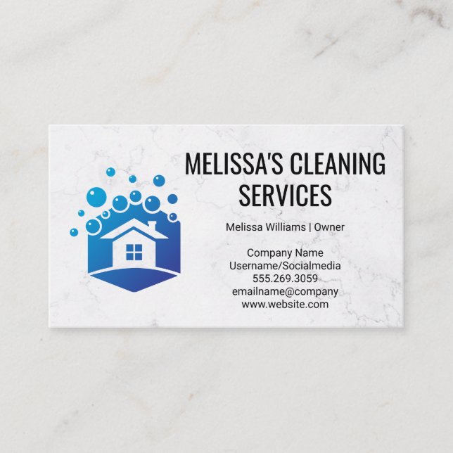 House Cleaning | Home Bubbles Icon Business Card (Front)