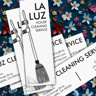 House Cleaning Home Services Charming Cute B&W Mini Business Card