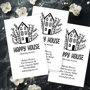 House Cleaning Home Services Charming Hand Drawn Business Card
