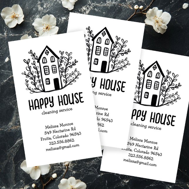 House Cleaning Home Services Charming Hand Drawn Business Card (House Cleaning Home Services Charming Hand Drawn Business Card
)
