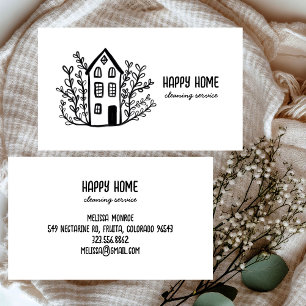 House Cleaning Home Services Hand Drawn Doodle Business Card