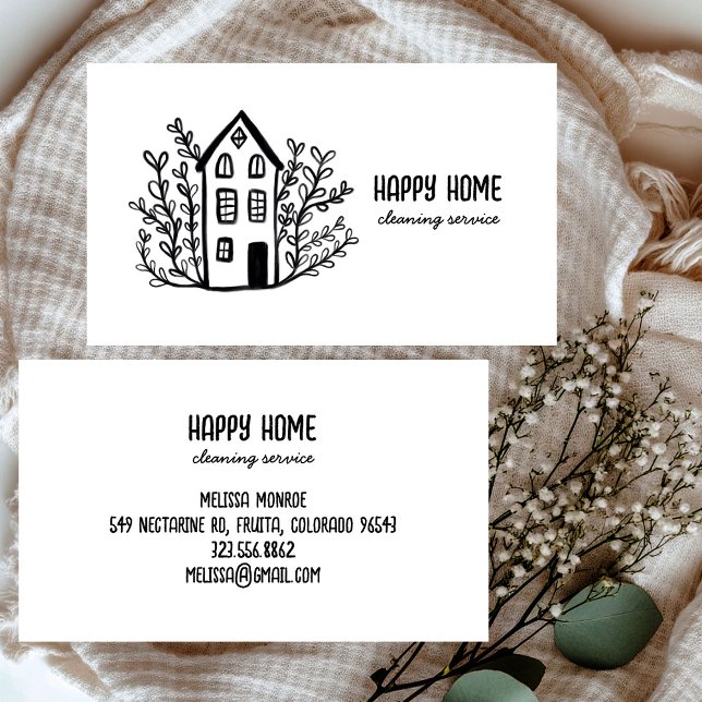 House Cleaning Home Services Hand Drawn Doodle Business Card (House Cleaning Home Services Hand Drawn Doodle Business Card
)