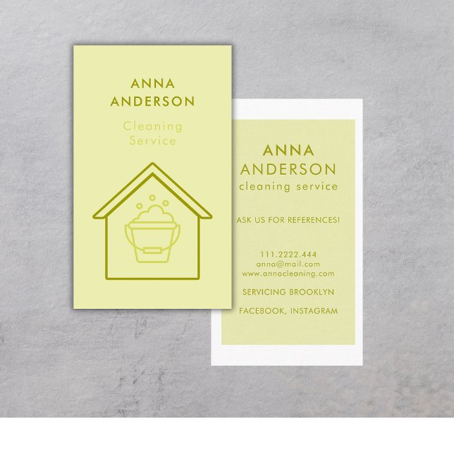 House Cleaning Home Services Minimal Green Business Card (Creator Uploaded)