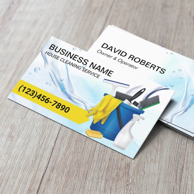 House Cleaning Housekeeping Clean Water Flows  Business Card (Creator Uploaded)