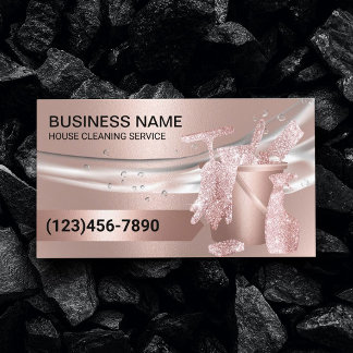House Cleaning Housekeeping Modern Rose Gold  Business Card