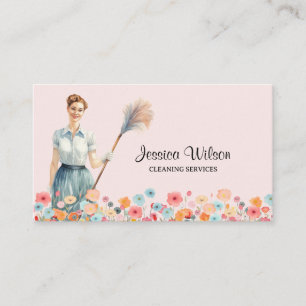 House Cleaning Housekeeping Retro Maid Service  Business Card