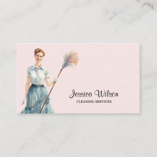 House Cleaning Housekeeping Retro Maid Service  Business Card