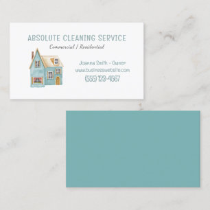 House Cleaning Housekeeping Service Watercolor Business Card