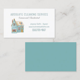 House Cleaning Housekeeping Service Watercolor Business Card