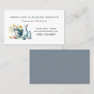 House Cleaning Housekeeping Service Watercolor Business Card