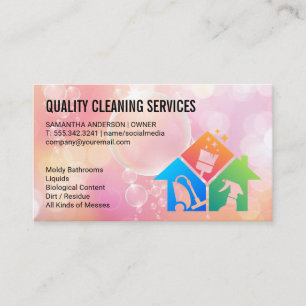 House Cleaning Icons   Soap Bubbles Business Card