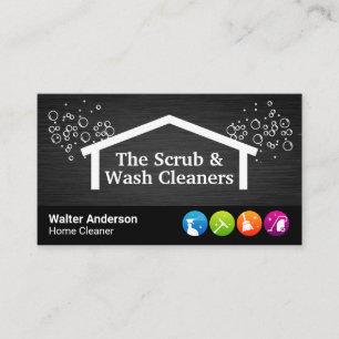 House Cleaning Icons   Soap Bubbles   Maid Business Card