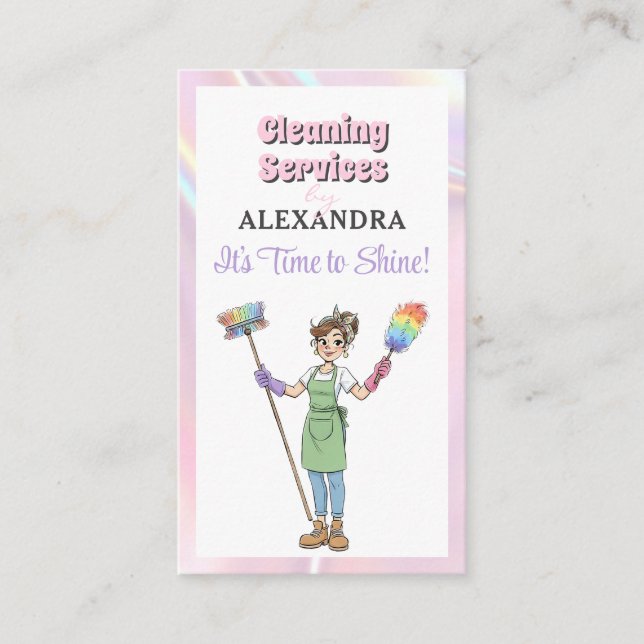 House Cleaning Lady Maid Service Modern Business Card (Front)