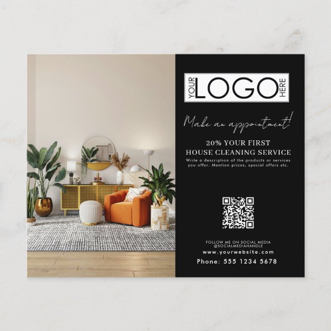 House Cleaning Maid  Appointment Business Logo Flyer (Front)