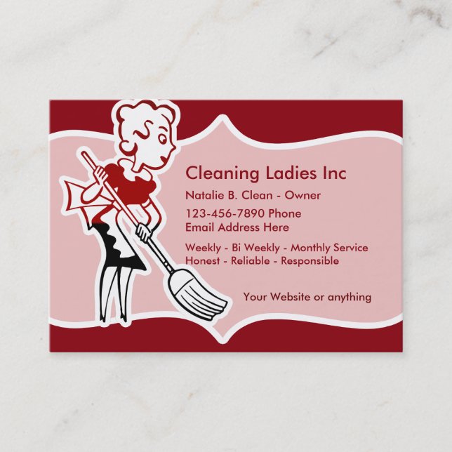 House Cleaning Maid Double Side Business Cards (Front)