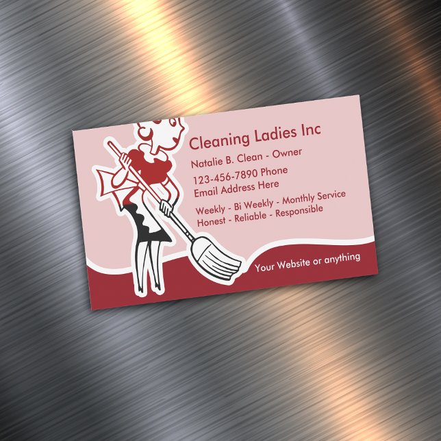 House Cleaning Maid Magnetic Business Card (Creator Uploaded)