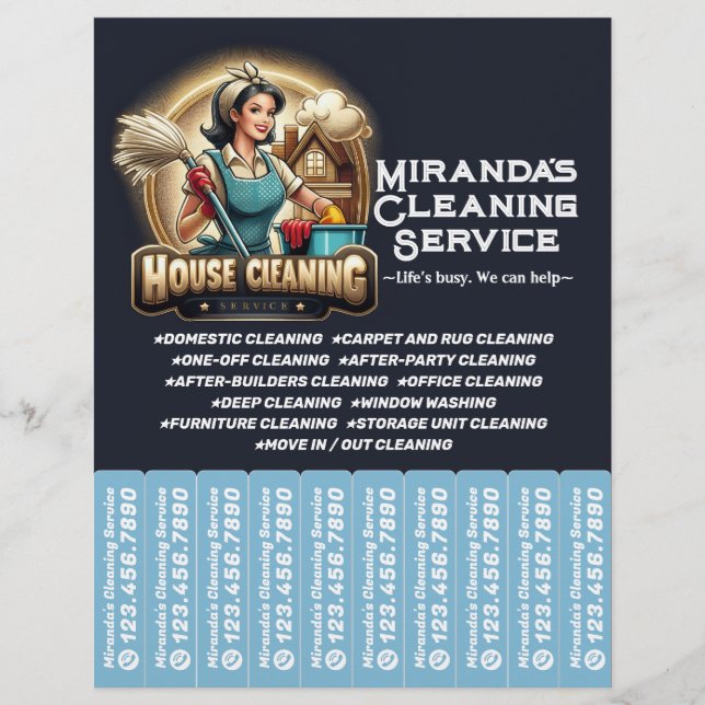 House cleaning Maid Service Flyer Tear Off Strips (Front)