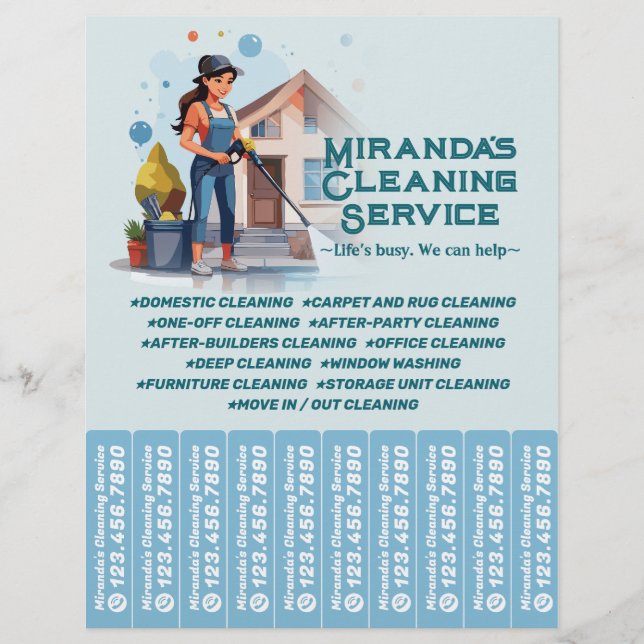 House cleaning Maid Service Flyer Tear Off Strips (Front)