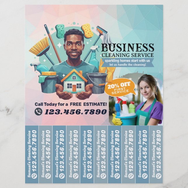 House cleaning Maid Service Flyer Tear Off Strips (Front)