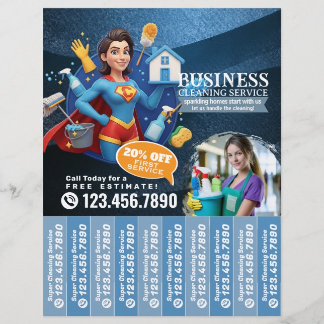 House cleaning Maid Service Flyer Tear Off Strips (Front)