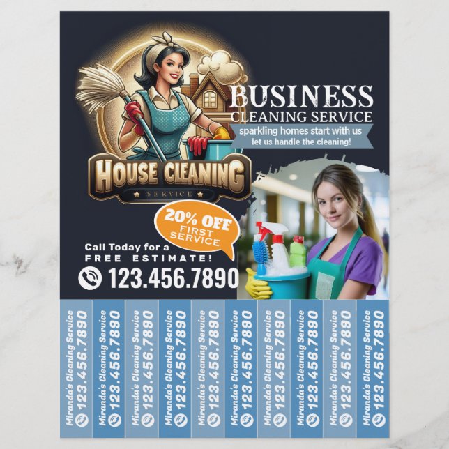 House cleaning Maid Service Flyer Tear Off Strips (Front)