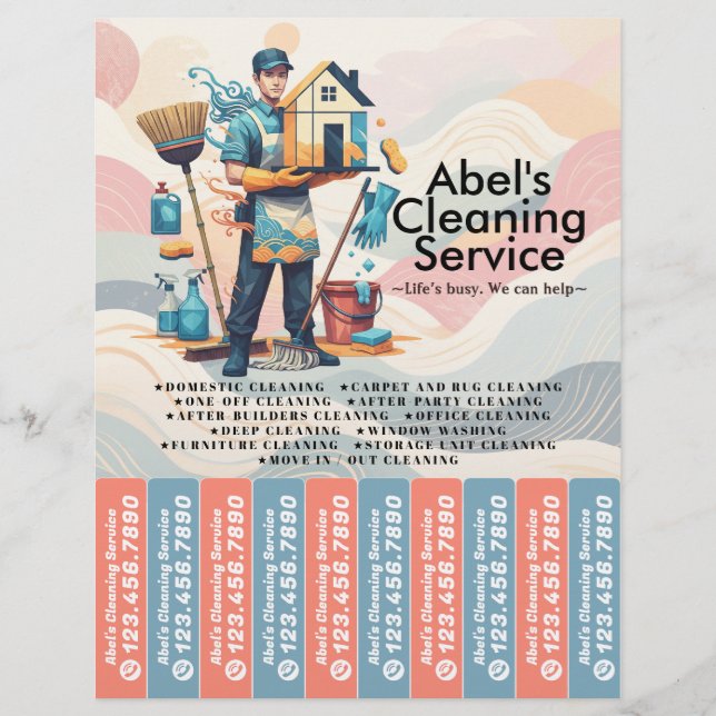 House cleaning Maid Service Flyer Tear Off Strips (Front)