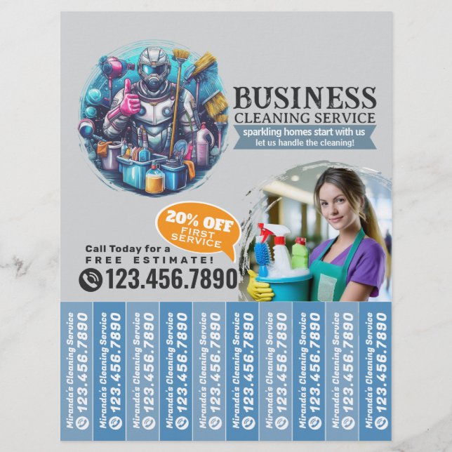 House cleaning Maid Service Flyer Tear Off Strips (Front)