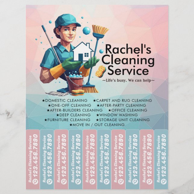 House cleaning Maid Service Flyer Tear Off Strips (Front)